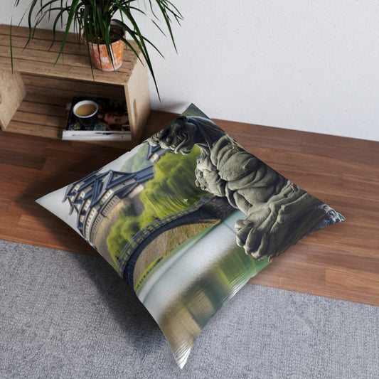 Pillow | Floor Pillow | Tufted | Square | Dark Fantasy | Yokai Lore | Oni