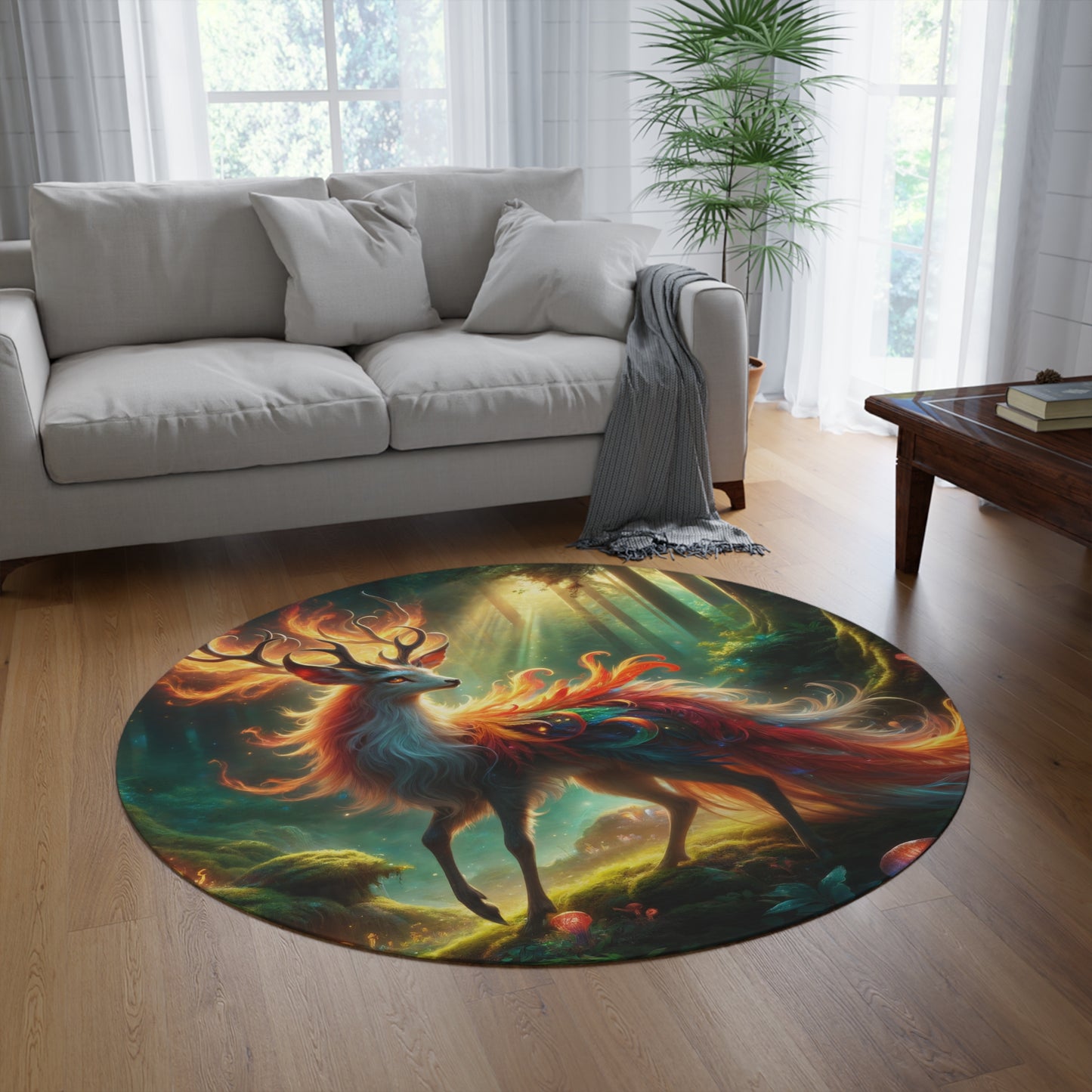 Alfombra | Redonda | Fantasía Elemental | Ciervo de Fuego