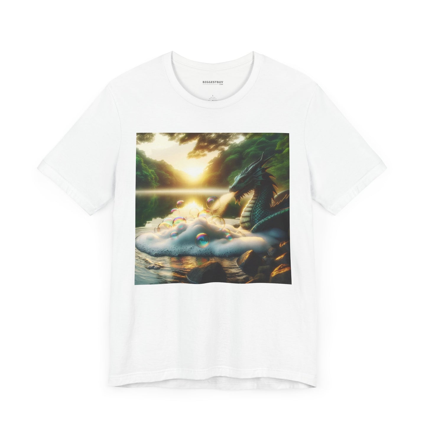 เสื้อยืด | ยูนิเซ็กส์ | เสื้อยืดเจอร์ซีย์ | แขนสั้น | แฟนตาซีมังกร | มังกรริมทะเลสาบ