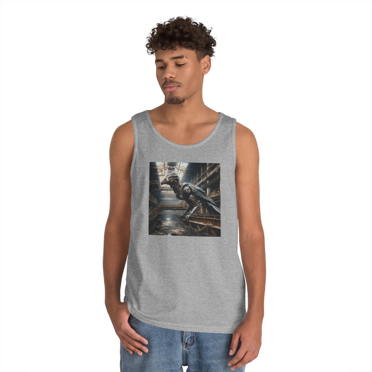 Camiseta de tirantes | Unisex | Algodón grueso | Steampunk Distópico | Cuervo Mecánico