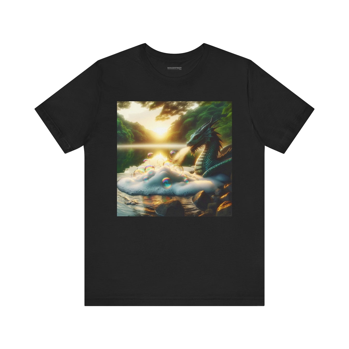 เสื้อยืด | ยูนิเซ็กส์ | เสื้อยืดเจอร์ซีย์ | แขนสั้น | แฟนตาซีมังกร | มังกรริมทะเลสาบ