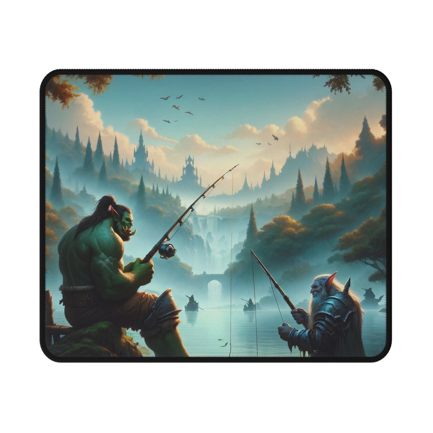 Tappetino per mouse | Fantasy Interrazziale | Amicizia Orc-Nano