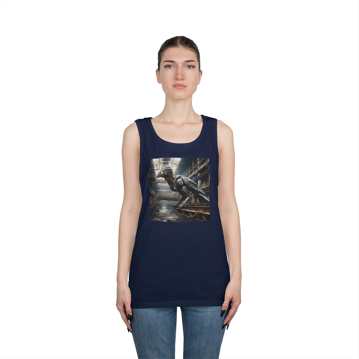 Camiseta de tirantes | Unisex | Algodón grueso | Steampunk Distópico | Cuervo Mecánico