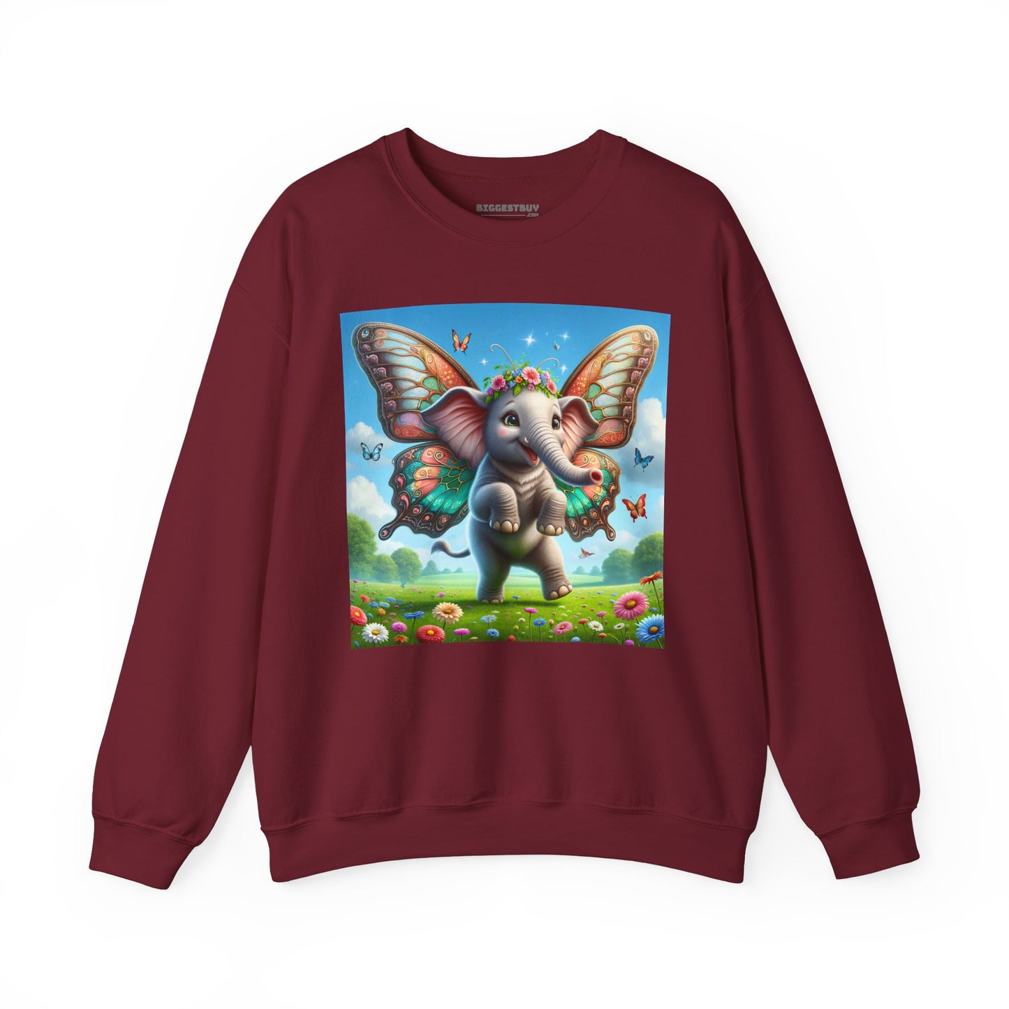 Bluza dresowa | Unisex | Okrągły dekolt | Gruba mieszanka | Baśniowa fauna | Airavata | Słonik