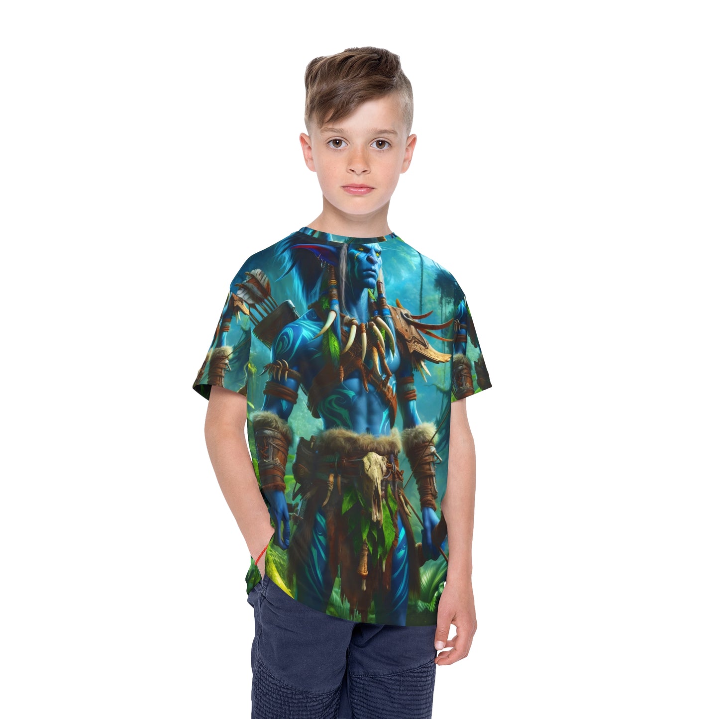 سپورٹس جرسی | بچے | خیالی جنگلی دنیا | سبز جنگلی جنگجو