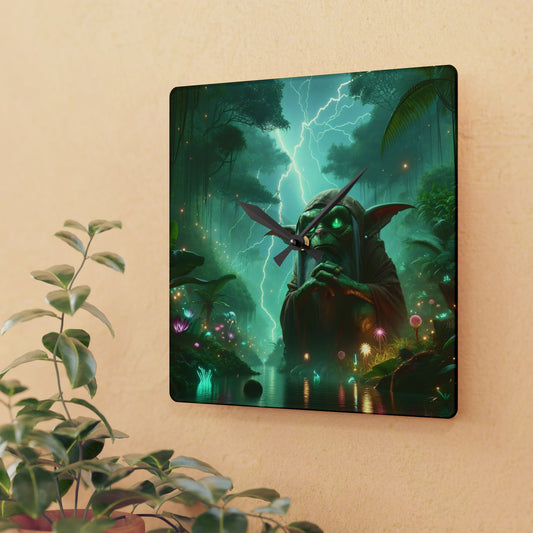 Wall Clock | Acrylic | Round or Square | Shamanic Fantasy | Boggart | Goblin