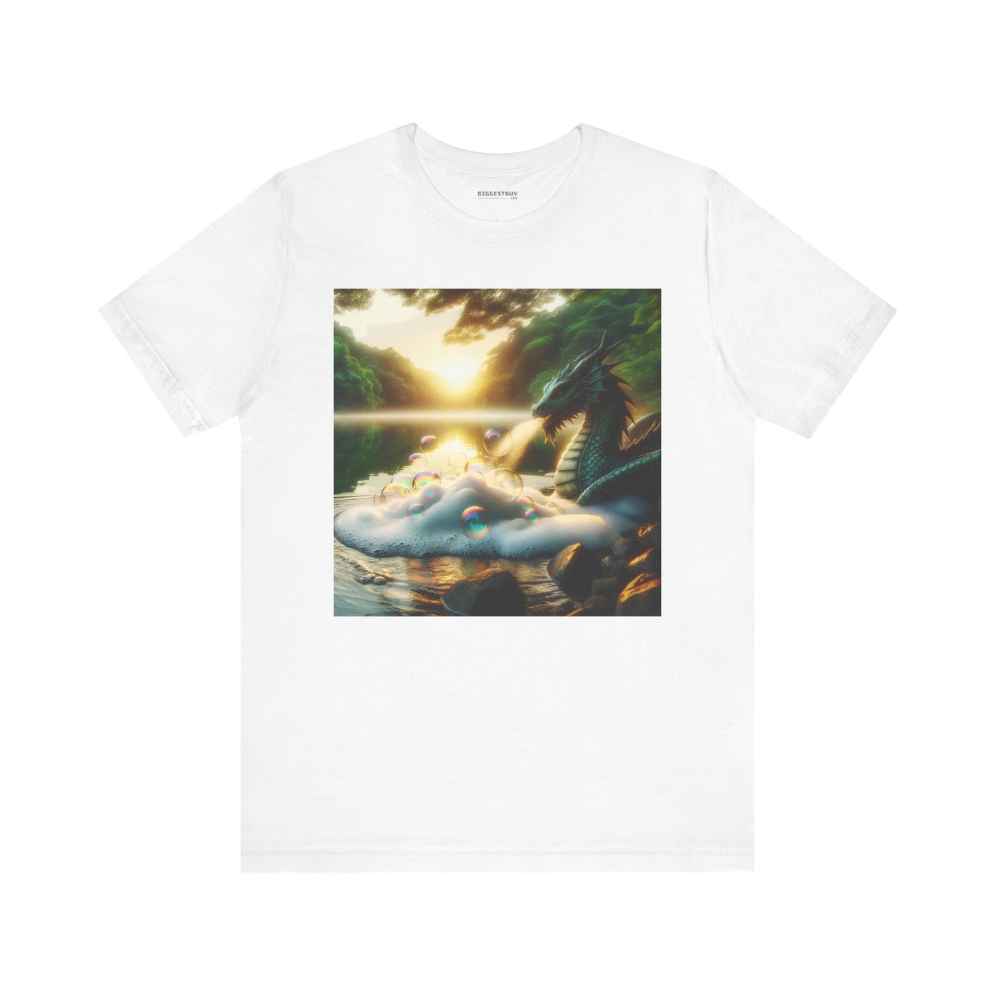 เสื้อยืด | ยูนิเซ็กส์ | เสื้อยืดเจอร์ซีย์ | แขนสั้น | แฟนตาซีมังกร | มังกรริมทะเลสาบ