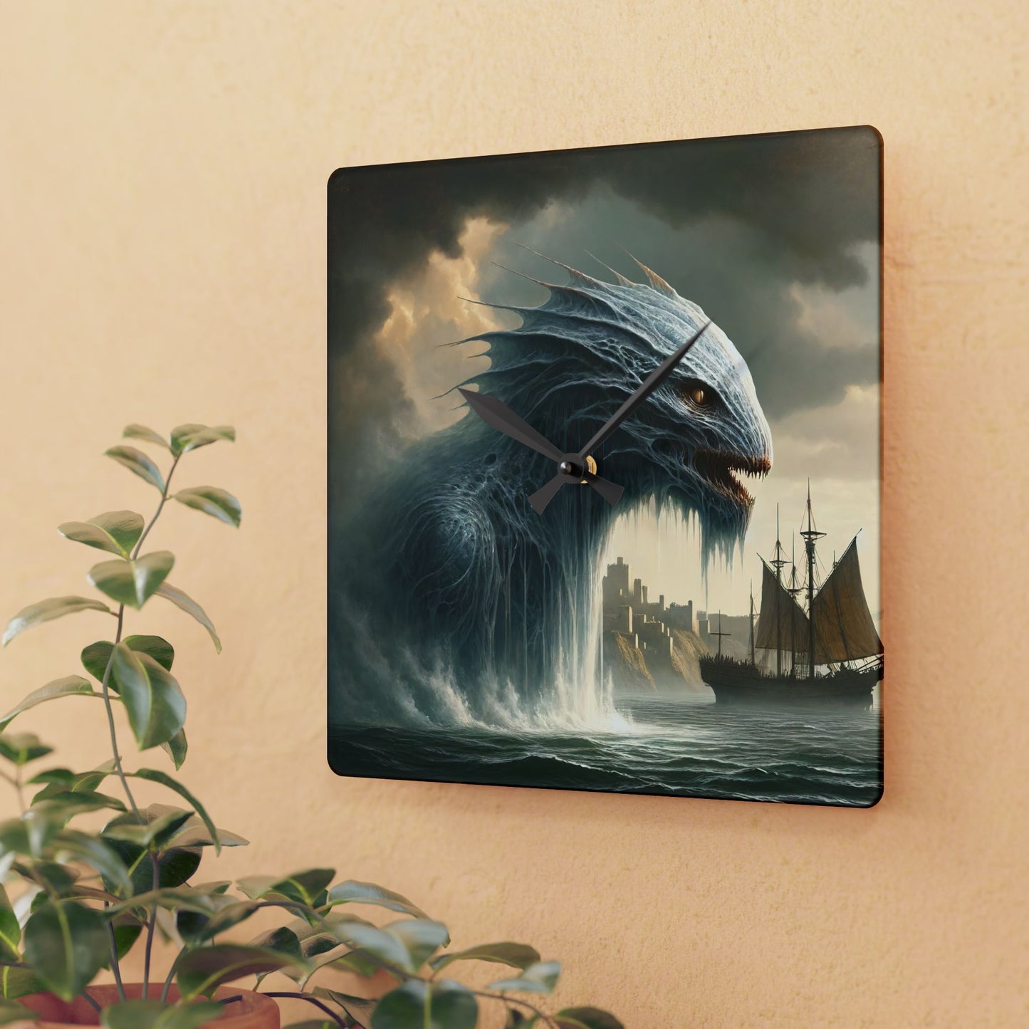 Orologio da parete | Acrilico | Rotondo o quadrato | Mitologia Nordica | Jörmungandr | Serpente Marino