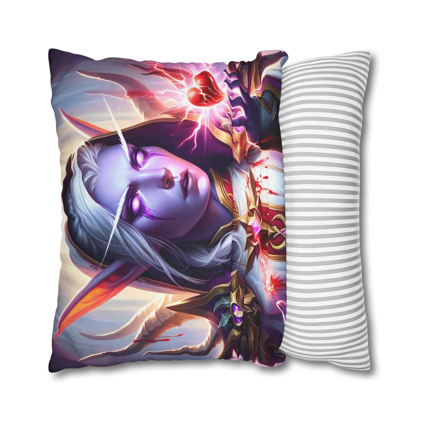 Kussensloop | Vierkant | Polyester canvas | Fantasy | Elfenmagie | Paarse Elf