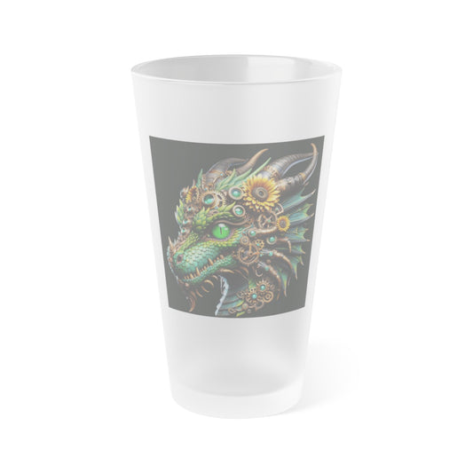 Glass | Halvliterglass | Frostet | Steampunk Fantasy | Mekanisk Drage