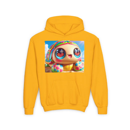 Sweat-shirt | Jeune | À capuche | Mélange épais | Kawaii Fantaisie | Tortue Arc-en-ciel