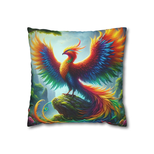 تکیہ پوش | مربع | پالئیےسٹر کینوس | افسانوی تصور | عنقا اساطیر | آتشی پرندہ