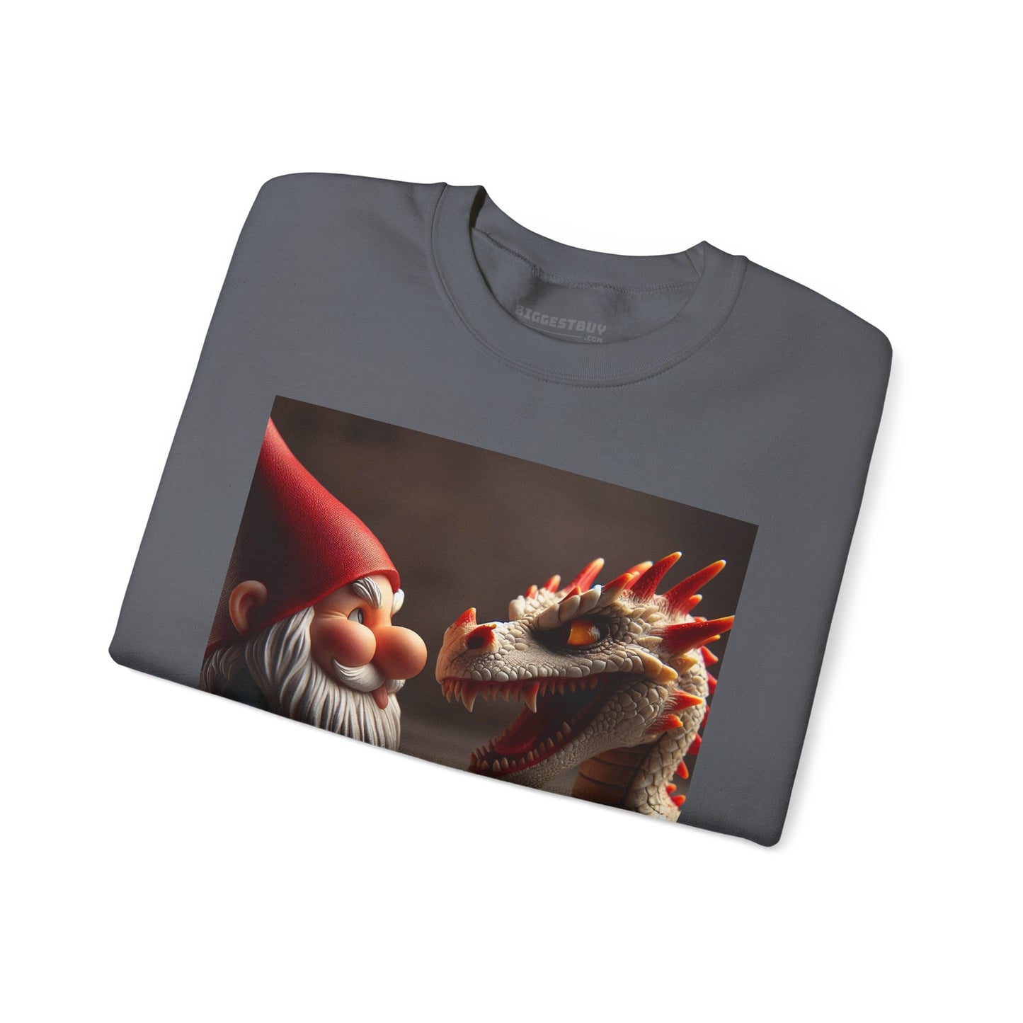 Bluza dresowa | Unisex | Okrągły dekolt | Gruba mieszanka | Fantasy folklorystyczne | Gnom i Smok