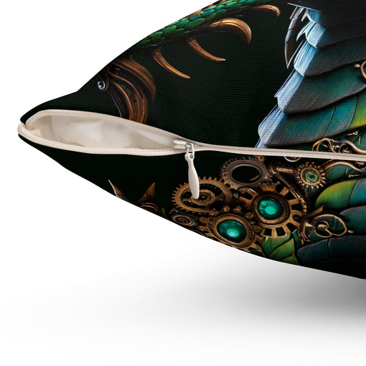 Pillow | Polyester | Square | Steampunk Fantasy | Dragon Head
