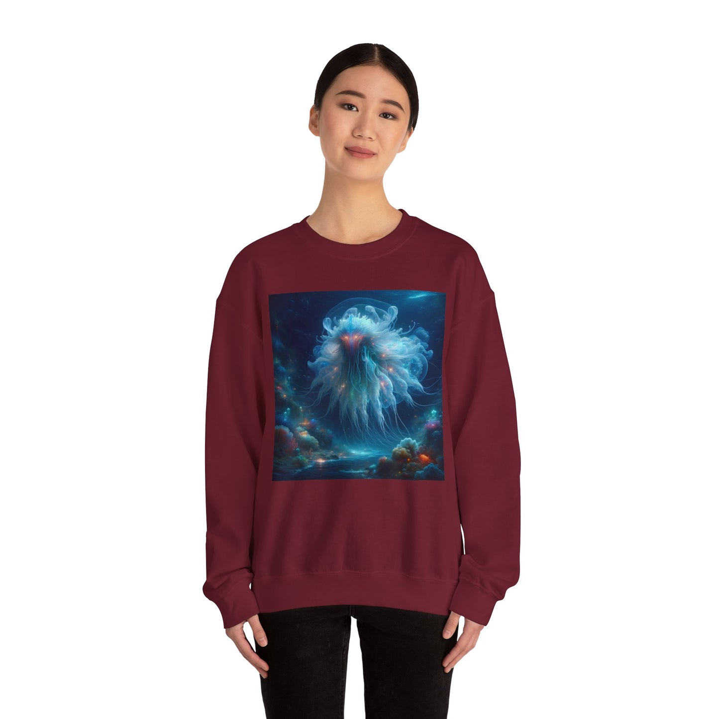 Sweatshirt | Unisex | Rundhalsausschnitt | Schwere Mischung | Abyssal-Horror | Tiefsee-Medusa