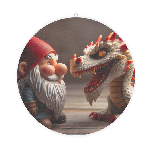 Schild | Holz | Mythische Folklore | Gnome und Drachen