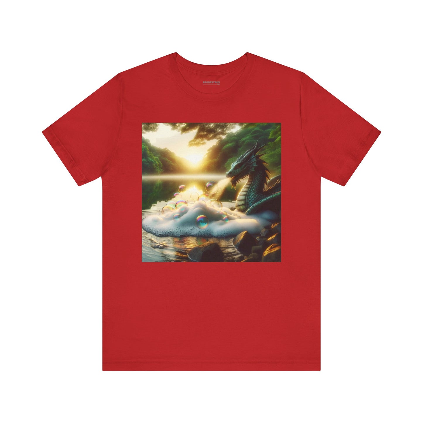 เสื้อยืด | ยูนิเซ็กส์ | เสื้อยืดเจอร์ซีย์ | แขนสั้น | แฟนตาซีมังกร | มังกรริมทะเลสาบ