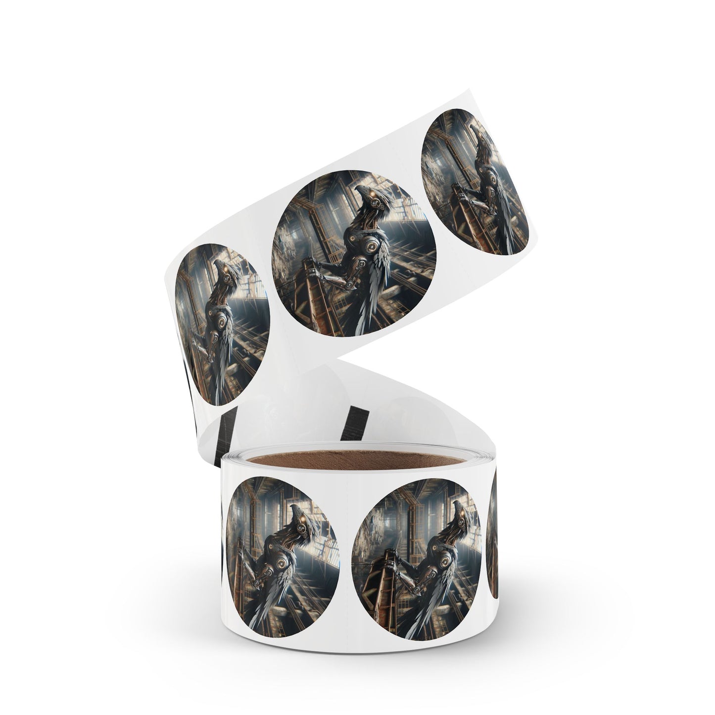 Stickerlabelrol | Rond | Steampunk | Klokwerk Mechanica | Raaf