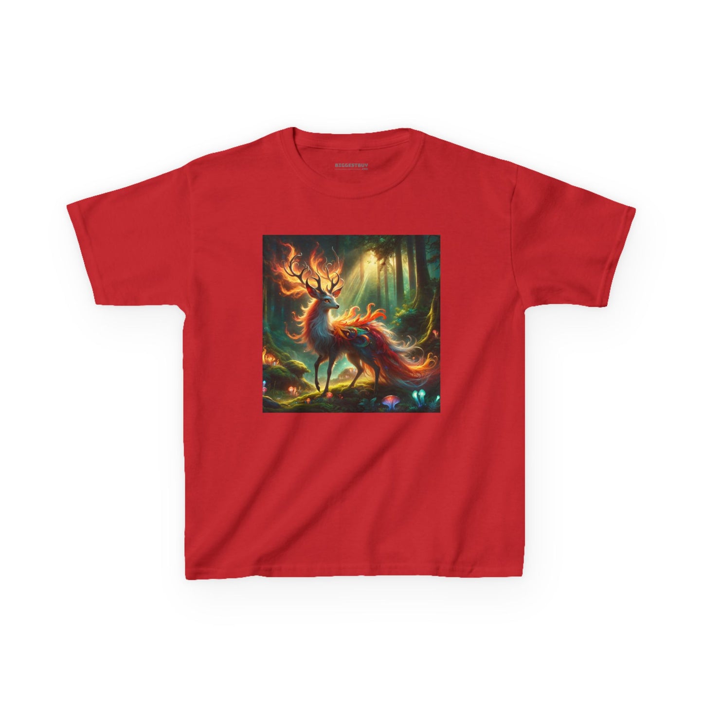 T-Shirt | Koszulka dziecięca | Ciężka bawełna | Mistyczna fantazja | Ognisty jeleń
