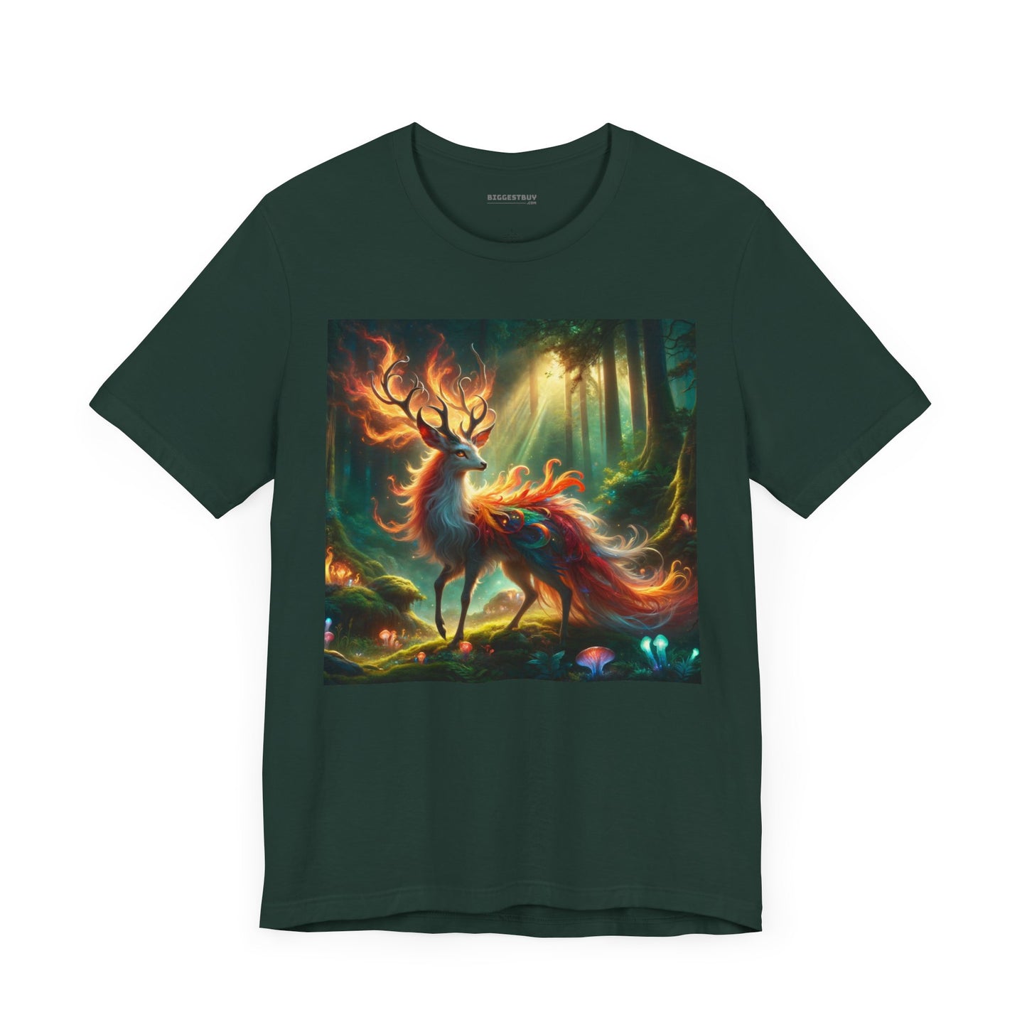 T-shirt | Unisex | Maglietta in jersey | Manica corta | Mitologia Fantastica | Cervo di Fuoco