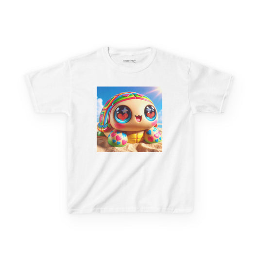 T-shirt | T-shirt enfant | Coton épais | Kawaii Fantaisie | Tortue Arc-en-ciel