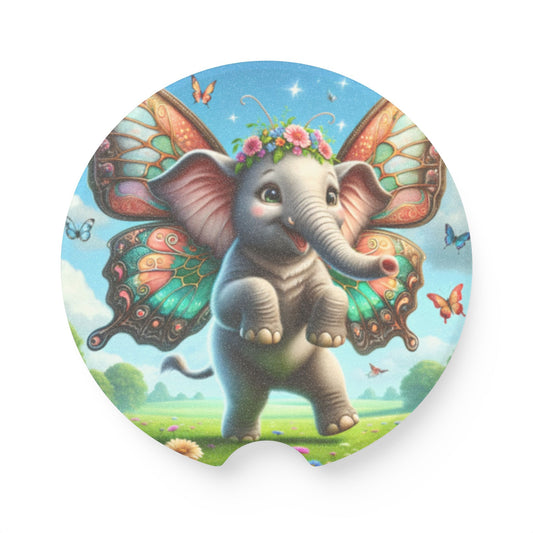 Tatakan Gelas | Tatakan Gelas Mobil | Batu Sabun | Fantasi Mitologi | Gajah Kupu-kupu