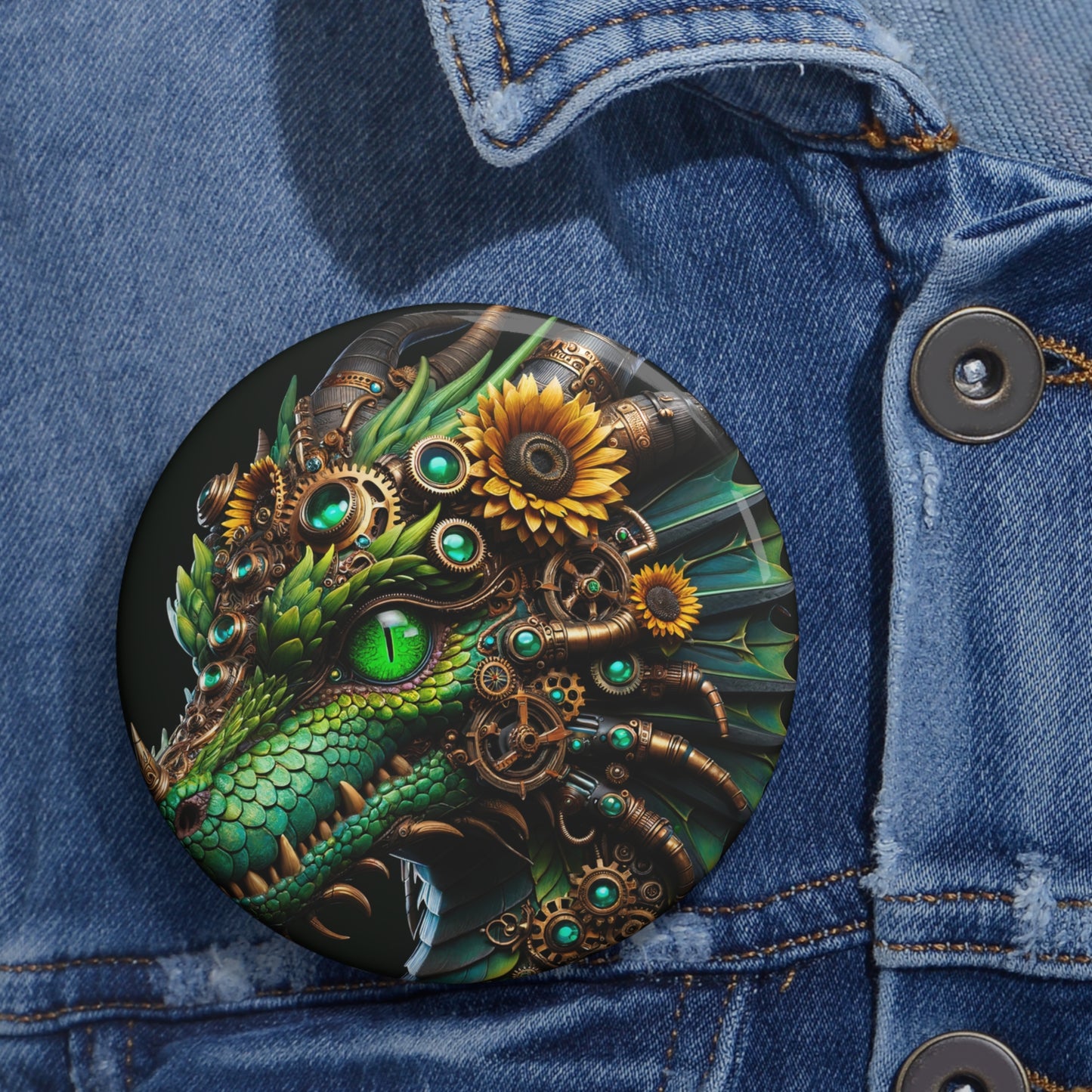 زر | زر بدبوس | بدبوس خلفي | تنين ستيمبانك | خيال علمي فيكتوري | رأس