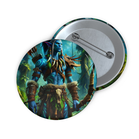 Button | Pin Button | Pin-Back | Tribal Fantasy | Wood Elf Warrior