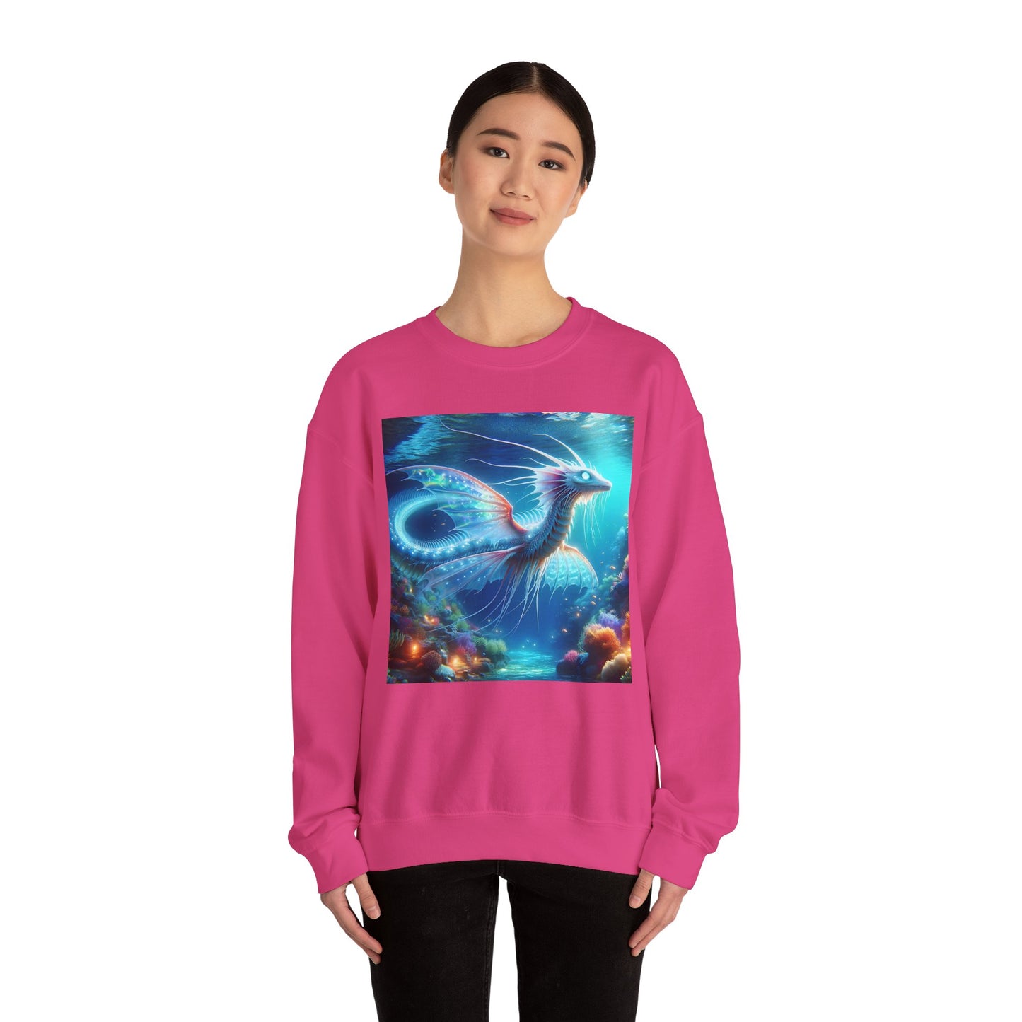 Bluza dresowa | Unisex | Okrągły dekolt | Gruba mieszanka | Mitologia morska | Ryujin | Smok wodny