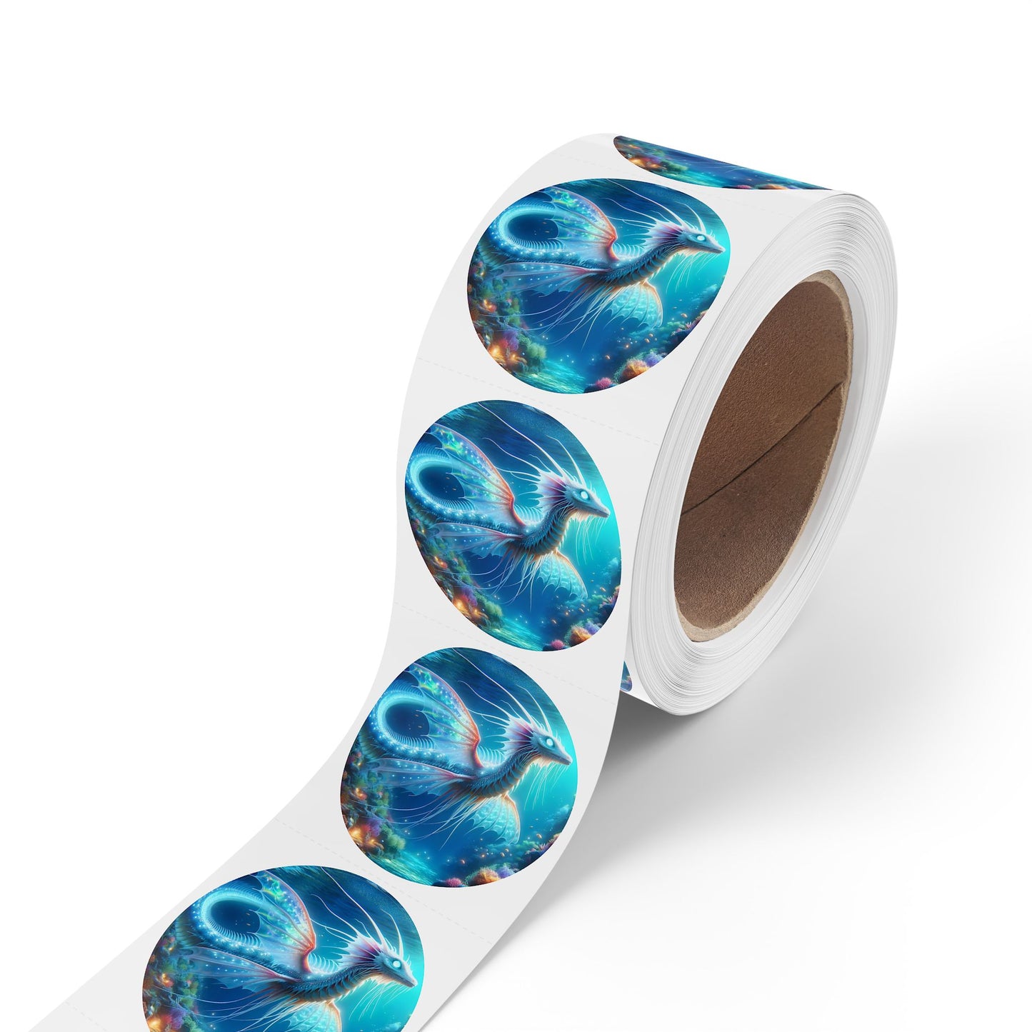 Aufkleberrolle | Rund | Mythische Wasserdrachen | Mizuchi