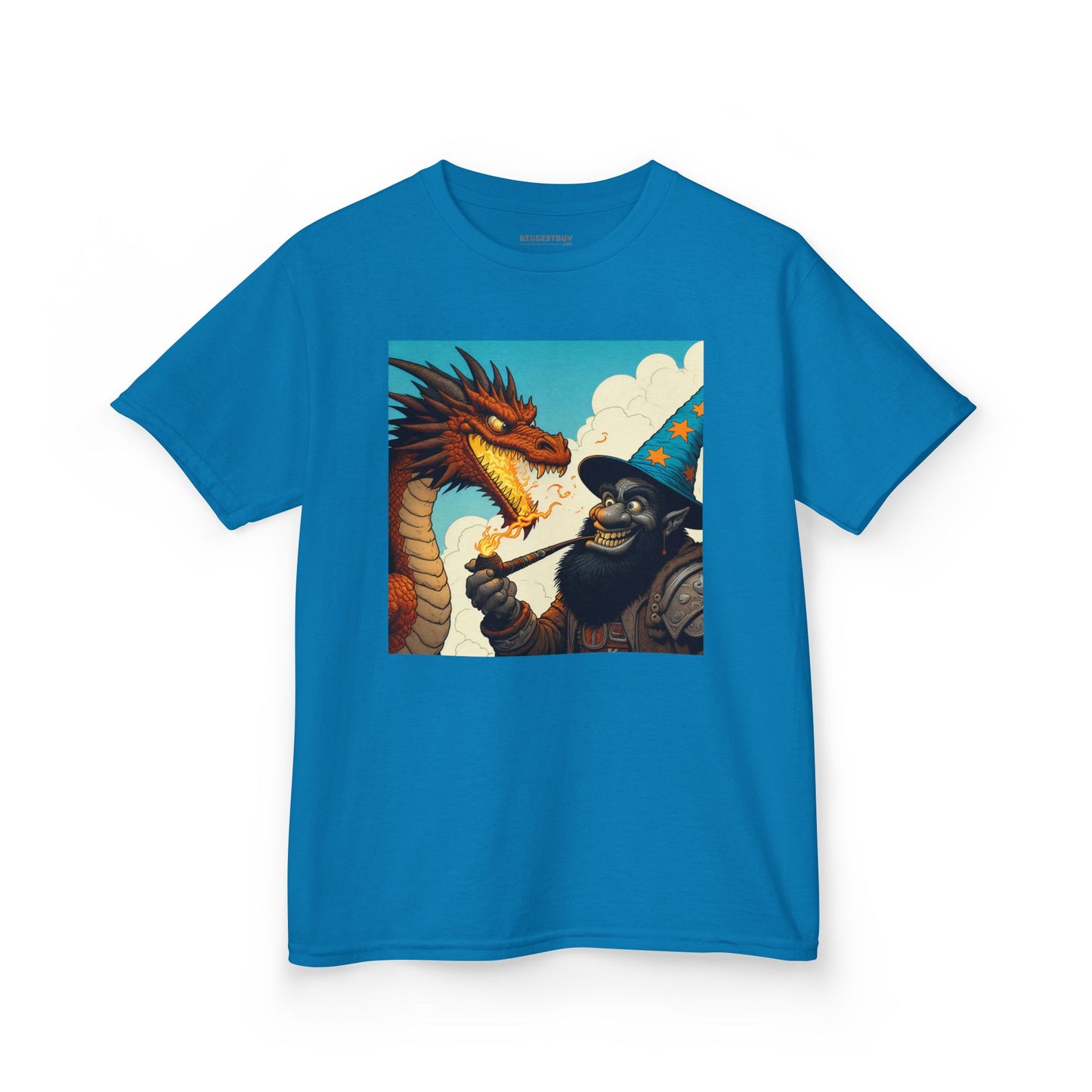 Camiseta | Camiseta Infantil | Algodão Pesado | Fantasia Épica | Duelo de Magia | Dragão