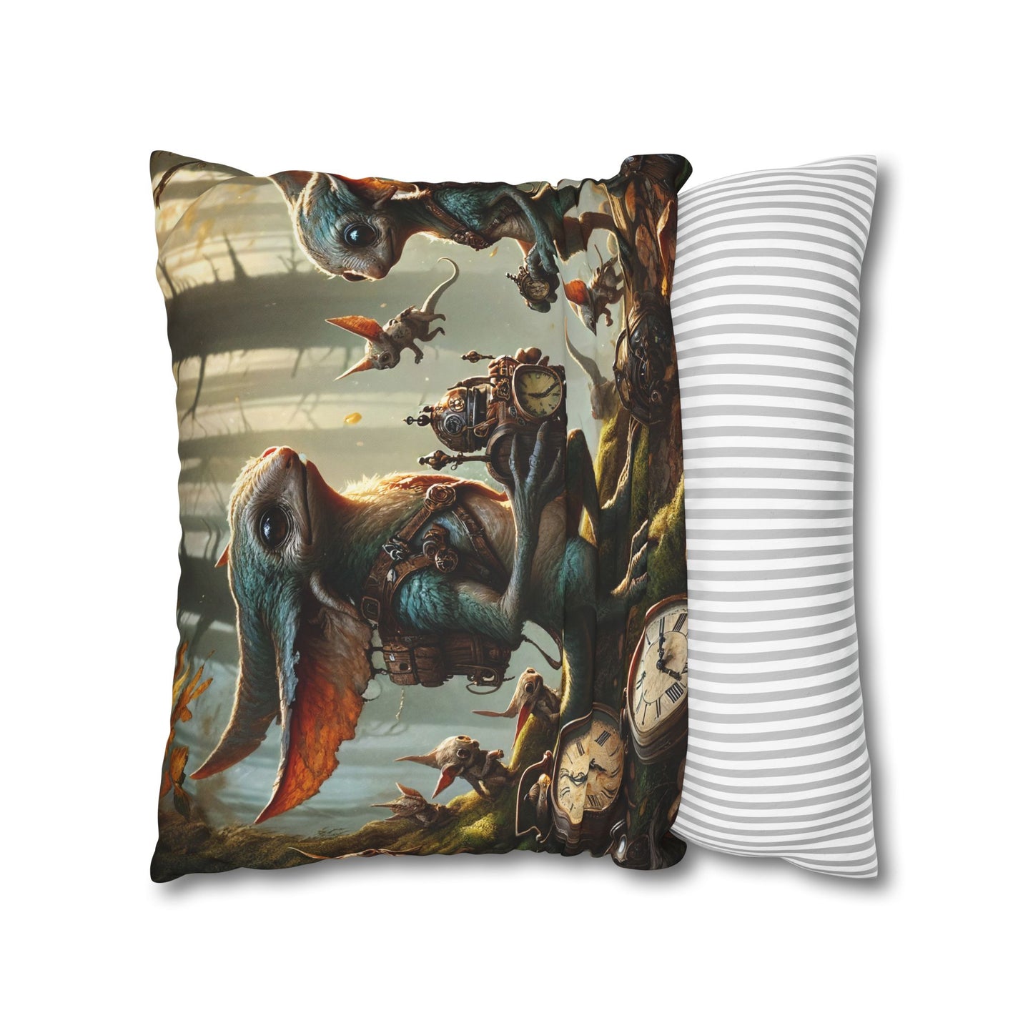 Kussensloop | Vierkant | Polyester canvas | Steampunk Feeën | Boswachters