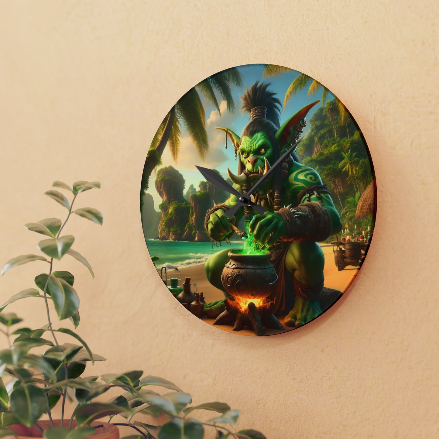 Zegar ścienny | Akrylowy | Okrągły lub kwadratowy | Szamanizm Tropikalny | Ork Warzyciel