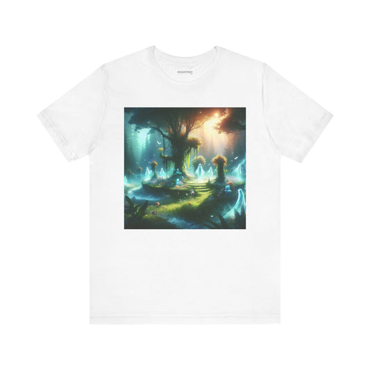 تي شيرت | للجنسين | تي شيرت جيرسي | كم قصير | غابة سحرية | موطن الإيجنس فاتوس | شجرة الحياة