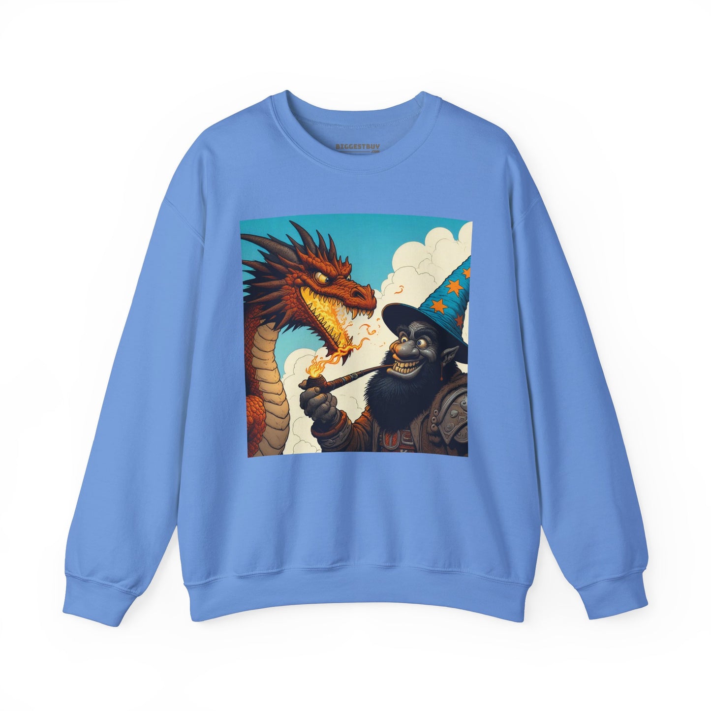 Bluza dresowa | Unisex | Okrągły dekolt | Gruba mieszanka | Heroiczne fantasy | Smok i czarodziej