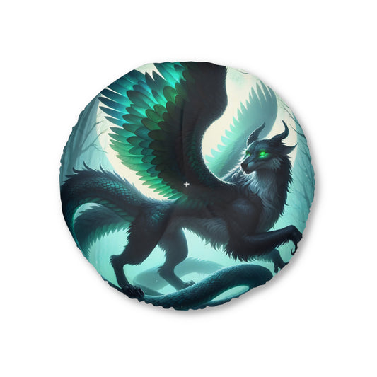 تکیہ | فرش کا تکیہ | ٹفٹڈ | گول | اساطیری فینٹسی | ڈریگن | ریشمی پر