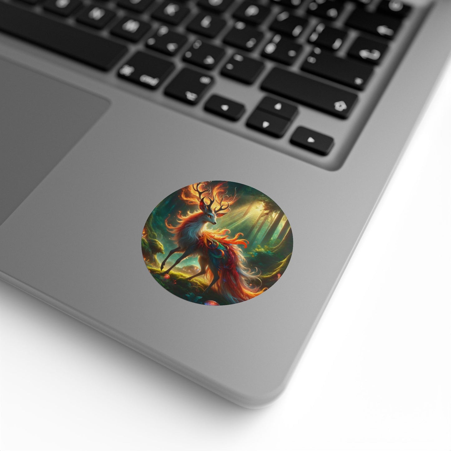 스티커 라벨 롤 | 원형 | 신화적 판타지 | 불의 사슴