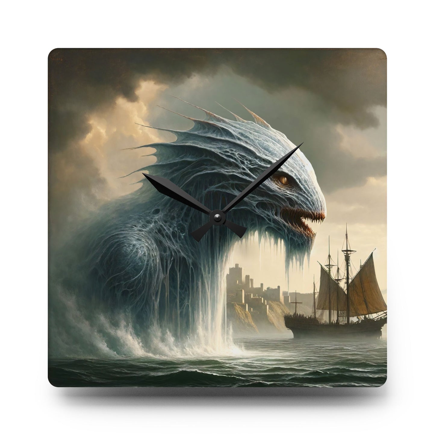 Orologio da parete | Acrilico | Rotondo o quadrato | Mitologia Nordica | Jörmungandr | Serpente Marino