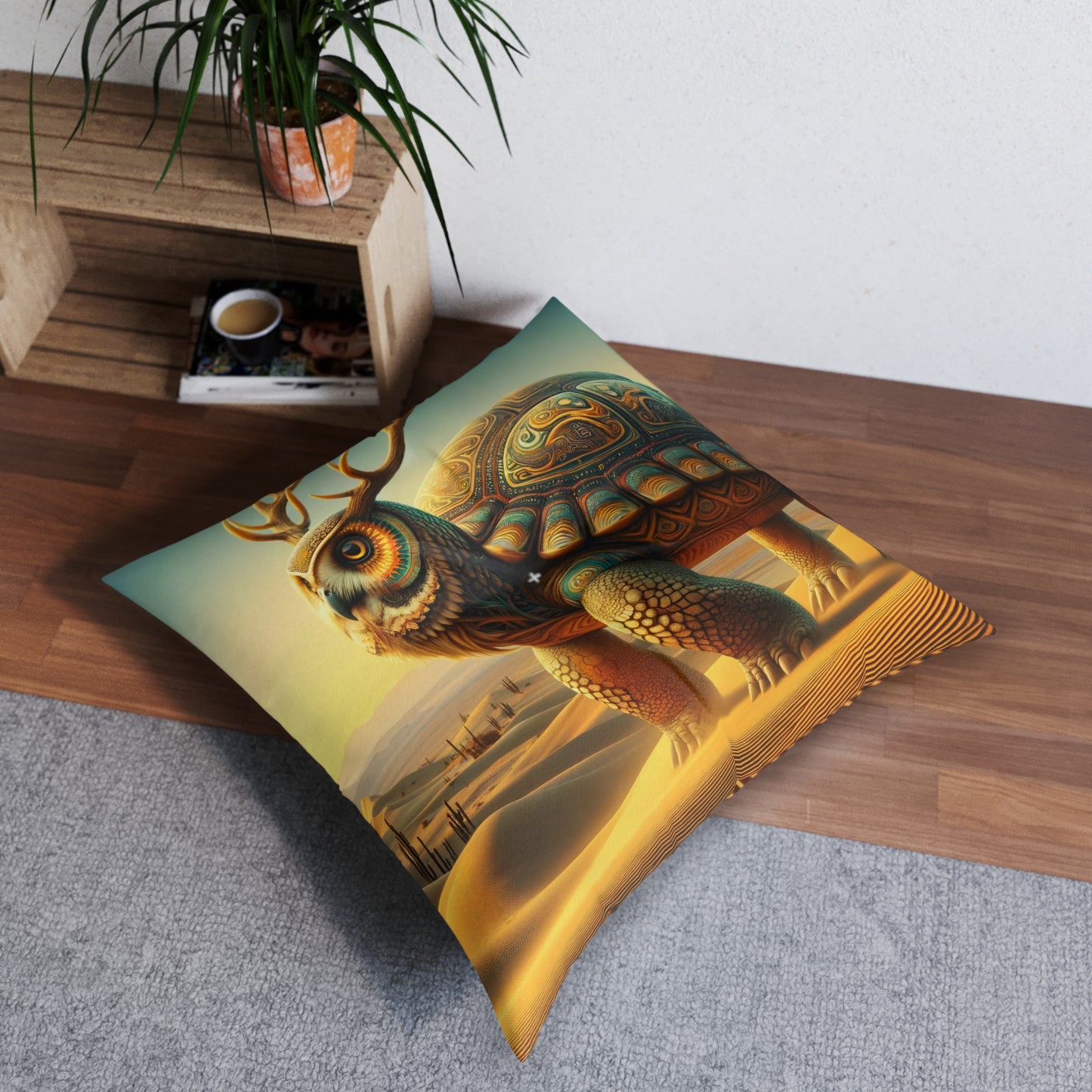 تکیہ | فرش کا تکیہ | ٹفٹڈ | مربع | حیرت انگیز علامتی | کائناتی جانور