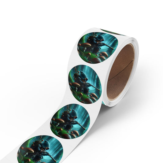 Stickerlabelrol | Rond | Myconomantiek | Bosgeest-wachter