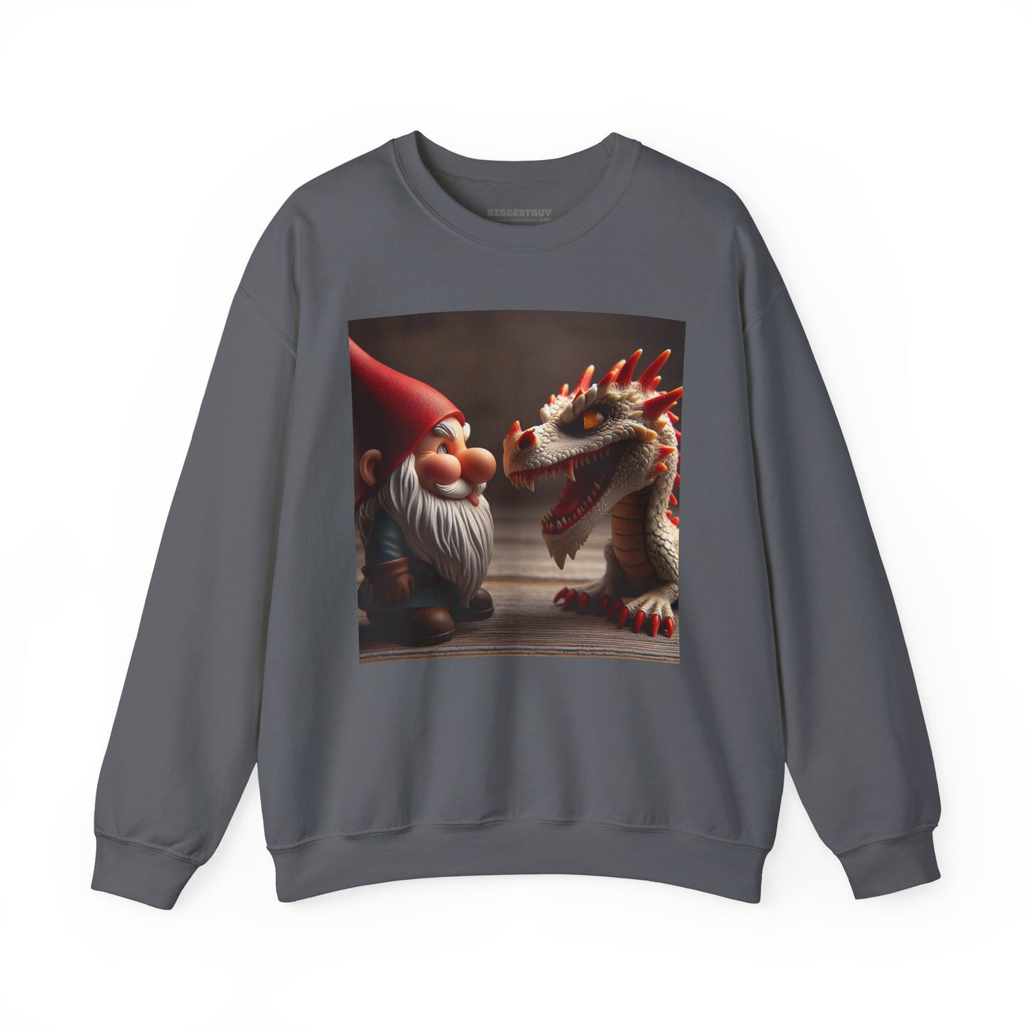 Bluza dresowa | Unisex | Okrągły dekolt | Gruba mieszanka | Fantasy folklorystyczne | Gnom i Smok
