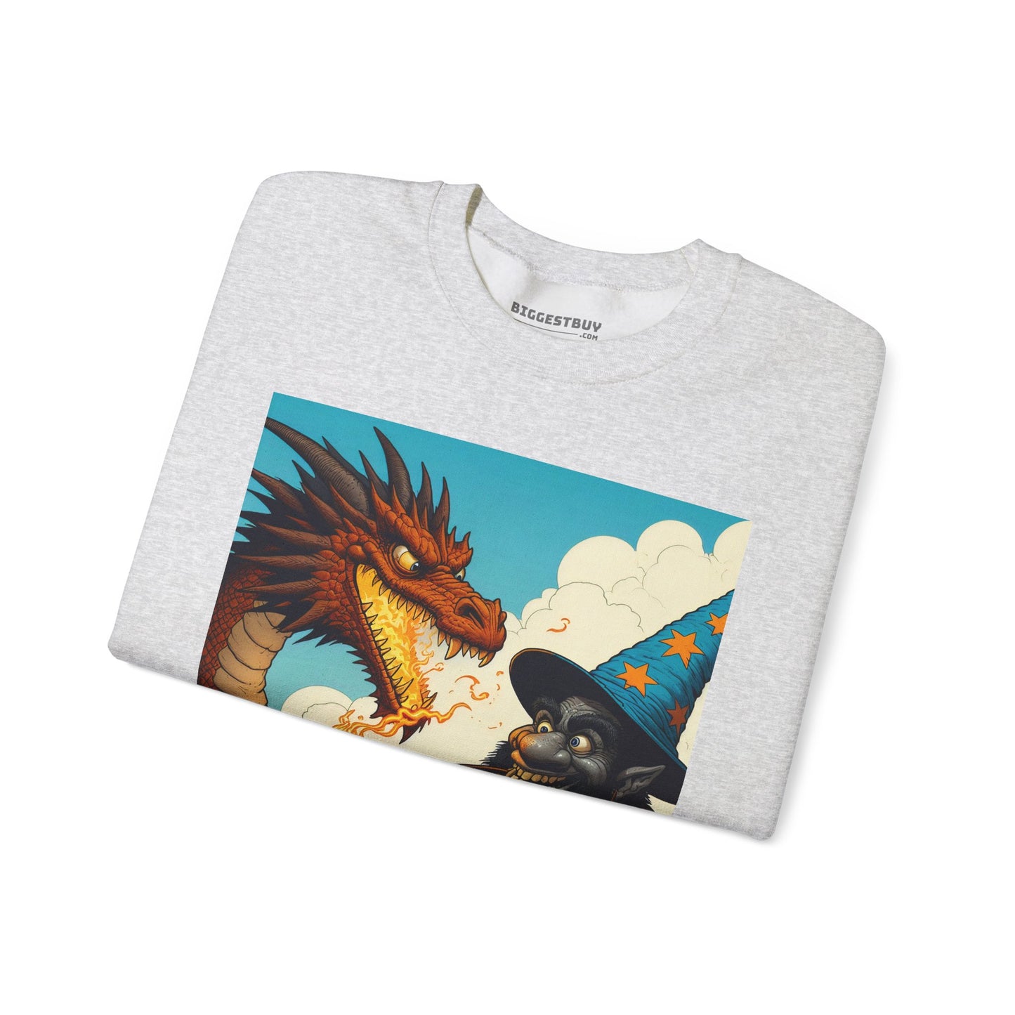 Bluza dresowa | Unisex | Okrągły dekolt | Gruba mieszanka | Heroiczne fantasy | Smok i czarodziej