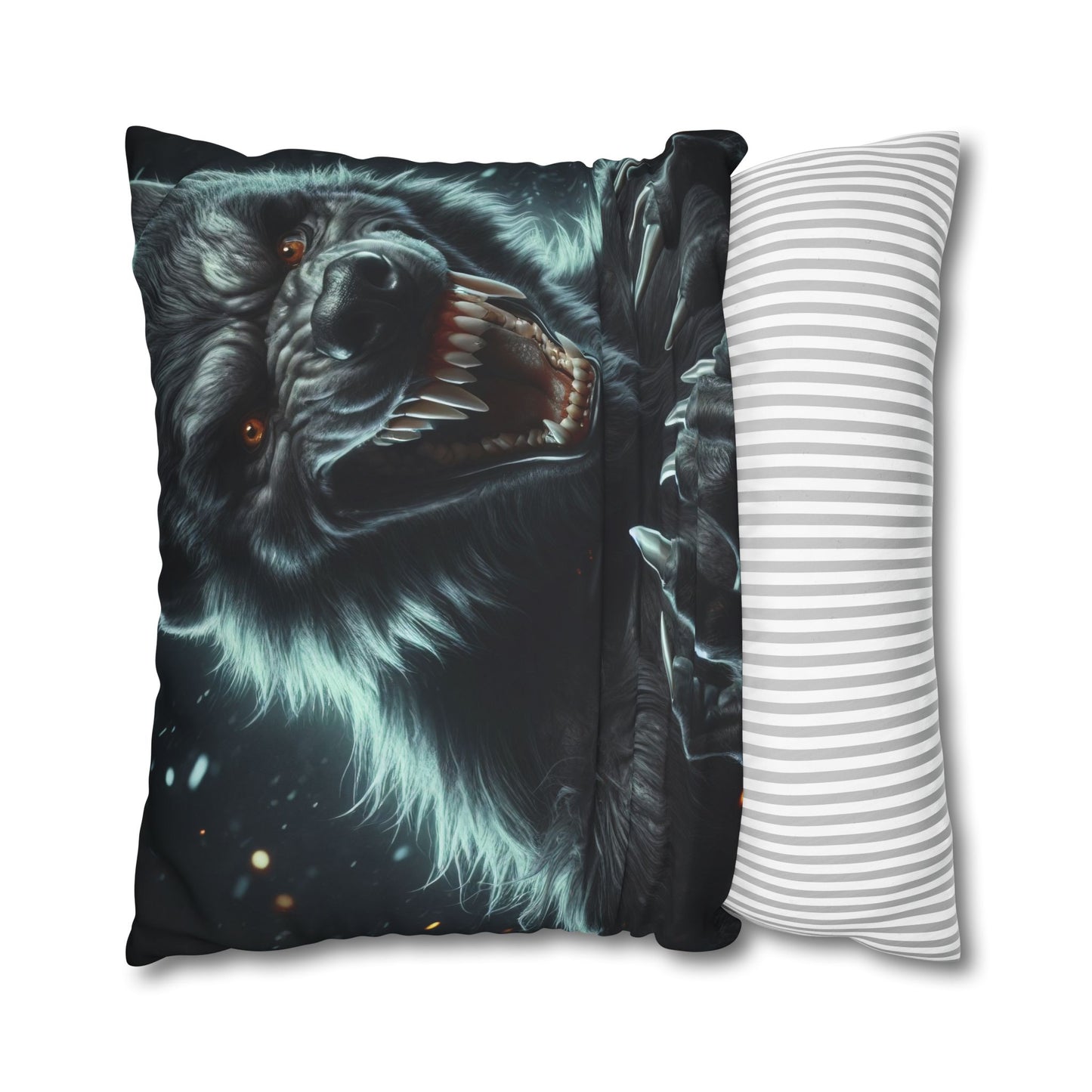 Yastık kılıfı | Kare | Polyester kanvas | Kurt Adam Fantezisi | Korku Canavar