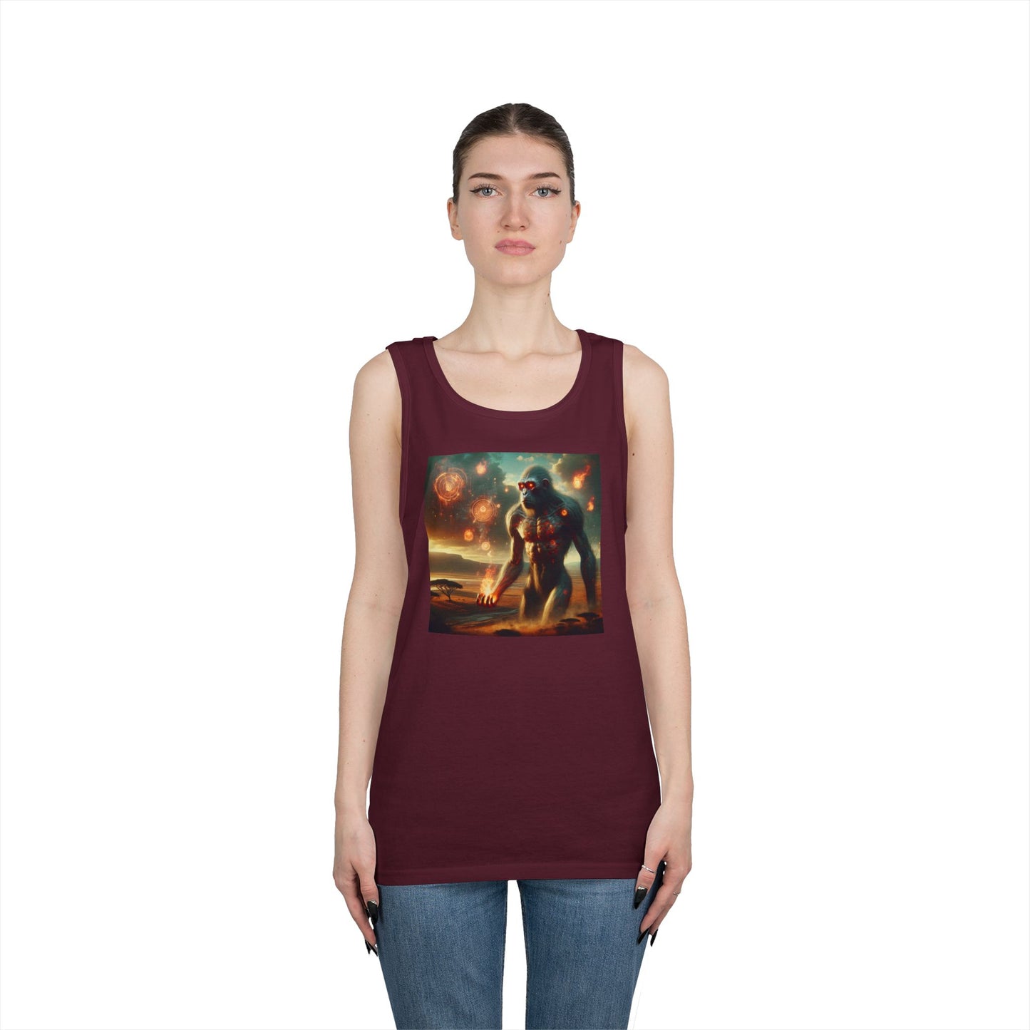 Tank Top | Unisex | Katun Tebal | Mitos Titan Api | Dewa Primordial