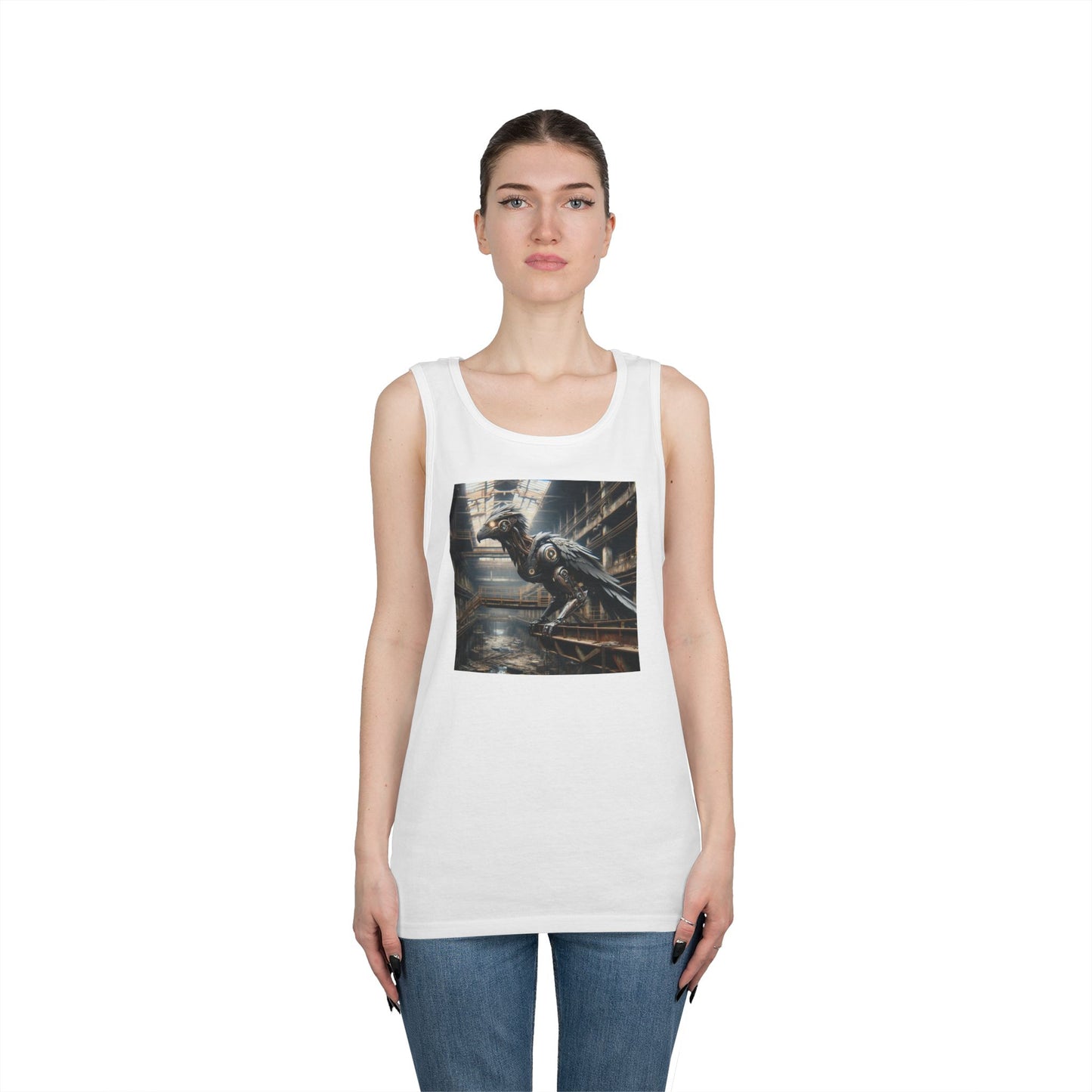 Camiseta de tirantes | Unisex | Algodón grueso | Steampunk Distópico | Cuervo Mecánico