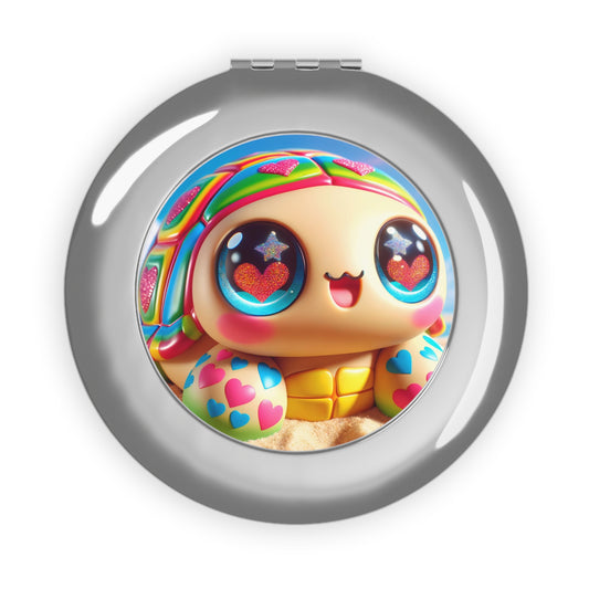 Miroir | Miroir de voyage | Compact | Kawaii Fantaisie | Tortue Arc-en-ciel