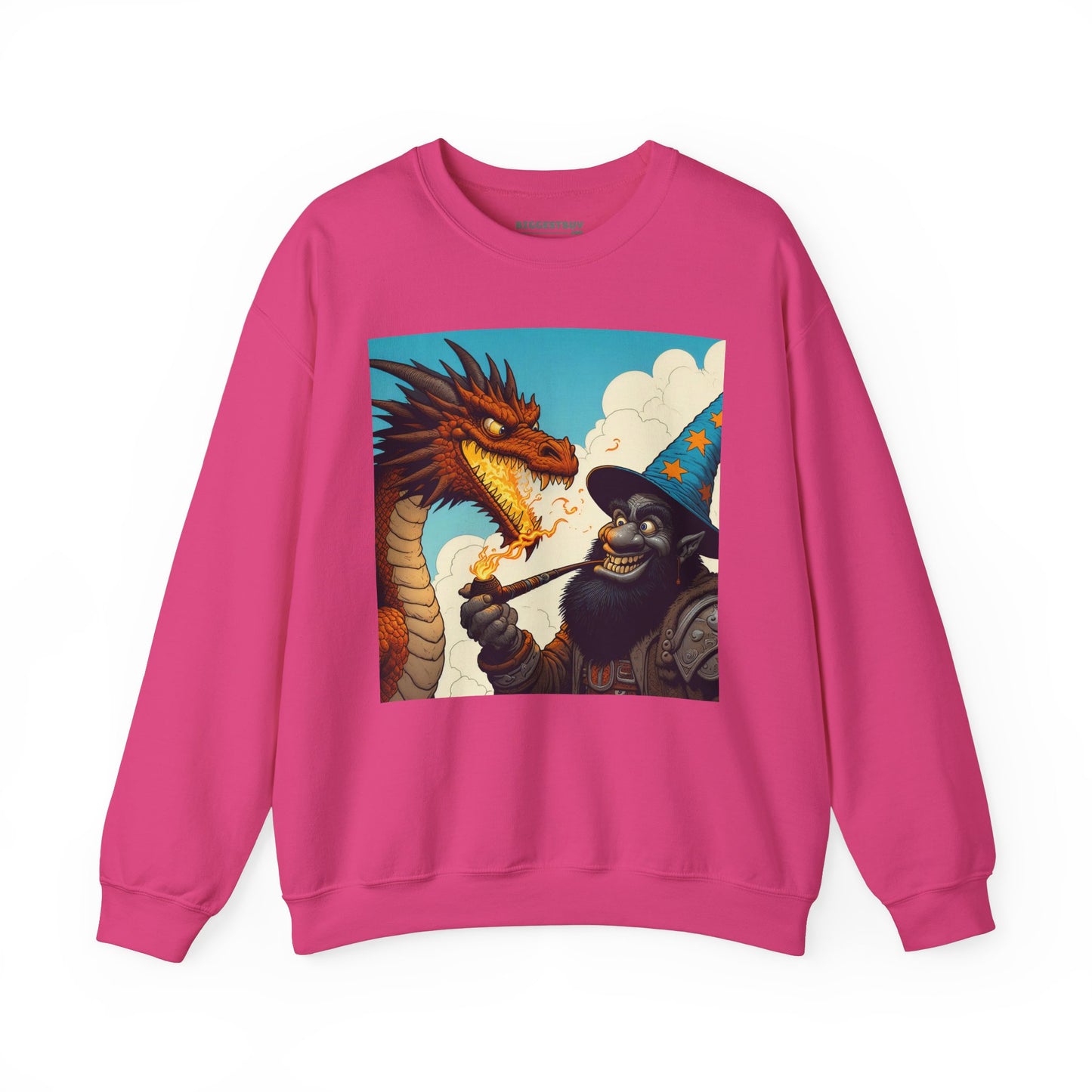 Bluza dresowa | Unisex | Okrągły dekolt | Gruba mieszanka | Heroiczne fantasy | Smok i czarodziej