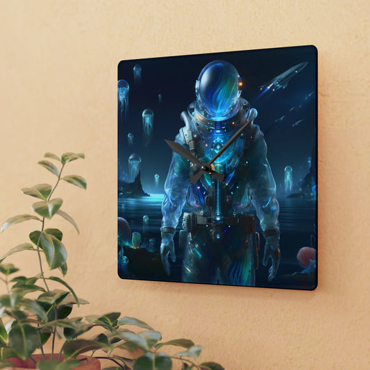 Wanduhr | Acryl | Rund oder quadratisch | Weltraum-Biolumineszenz | Astronaut