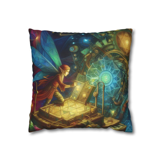 تکیہ پوش | مربع | پالئیےسٹر کینوس | روحانی مجسم | فیری پزل باکس