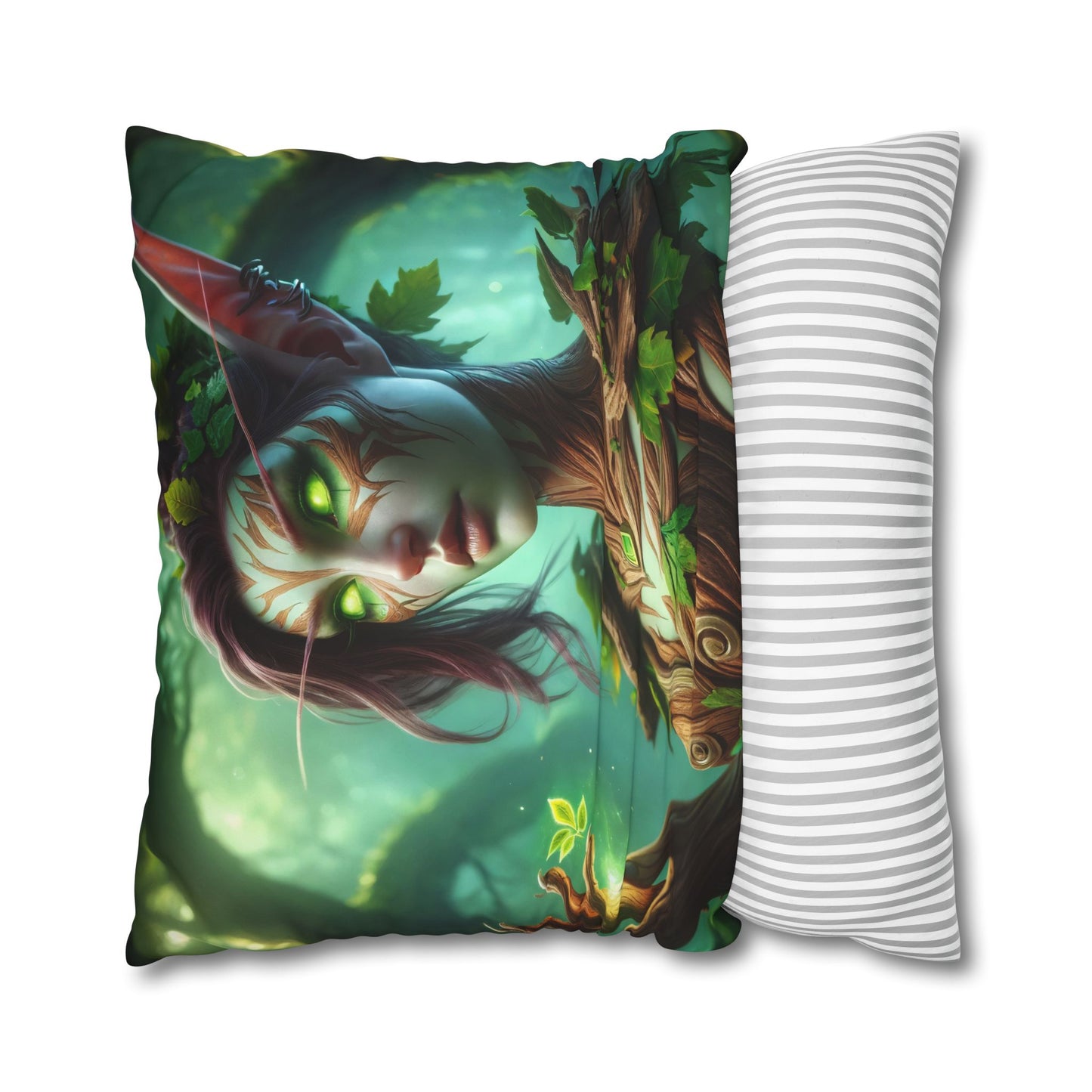 Kissenbezug | Quadratisch | Polyester-Leinwand | Waldmythologie | Dryaden | Waldgeist